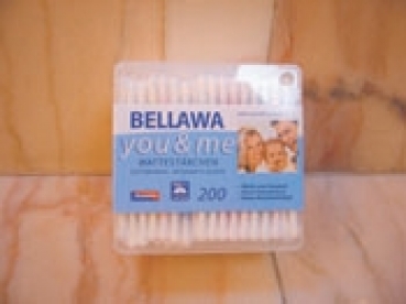 Bellawa Wattestäbchen, Faltschachtel, 200 Stk/Pkg, 24 Pkg/VE