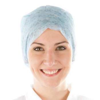 Schwesternhaube, Viskose,mit Haarschutz, Top-Qualität, blau, 50Stk/Pkg